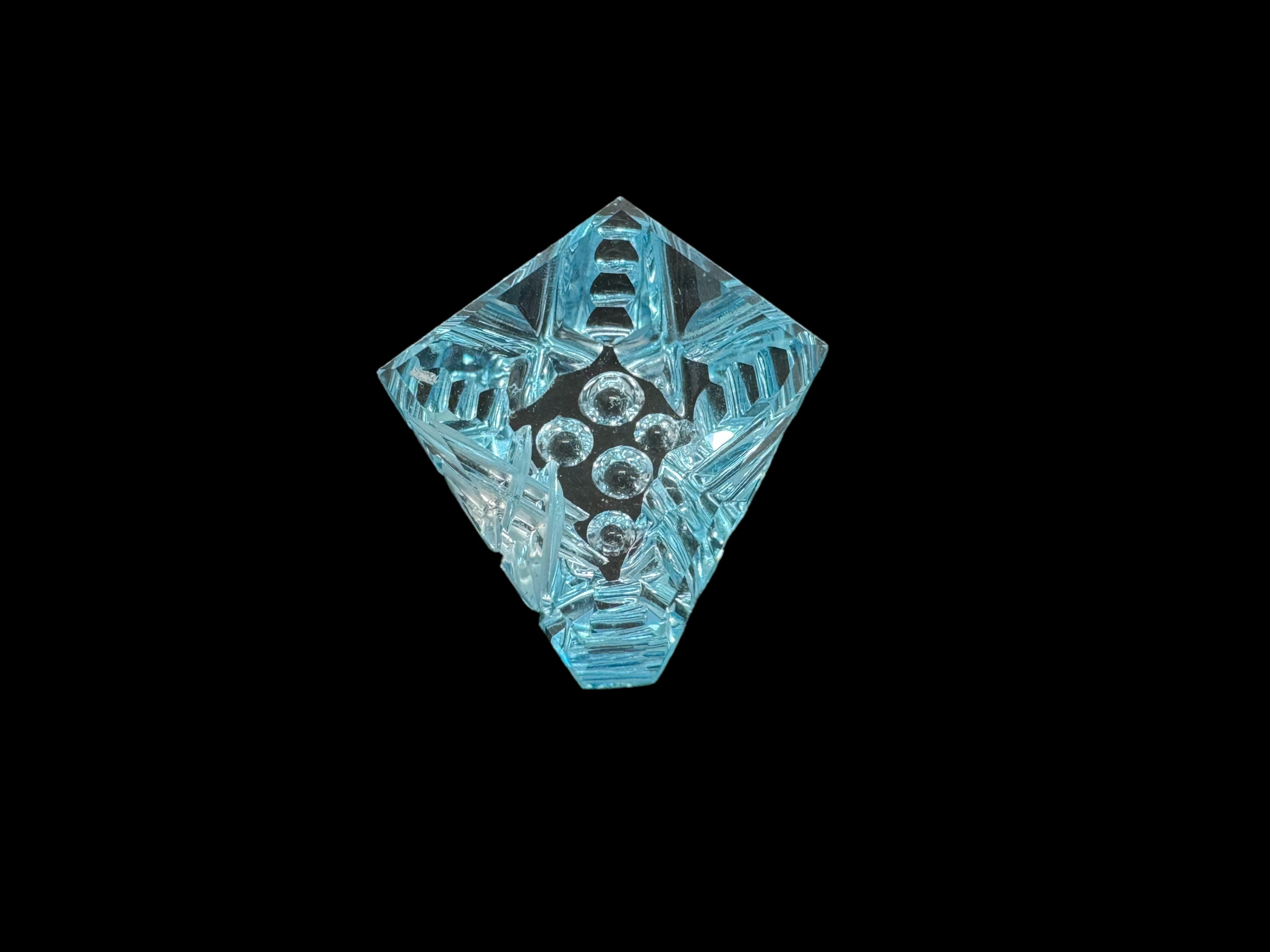 Swiss Blue Topaz carved (Design) cut stone 22x25x9H | Wt-27.88 Ct | SKU-DG_T0061_036