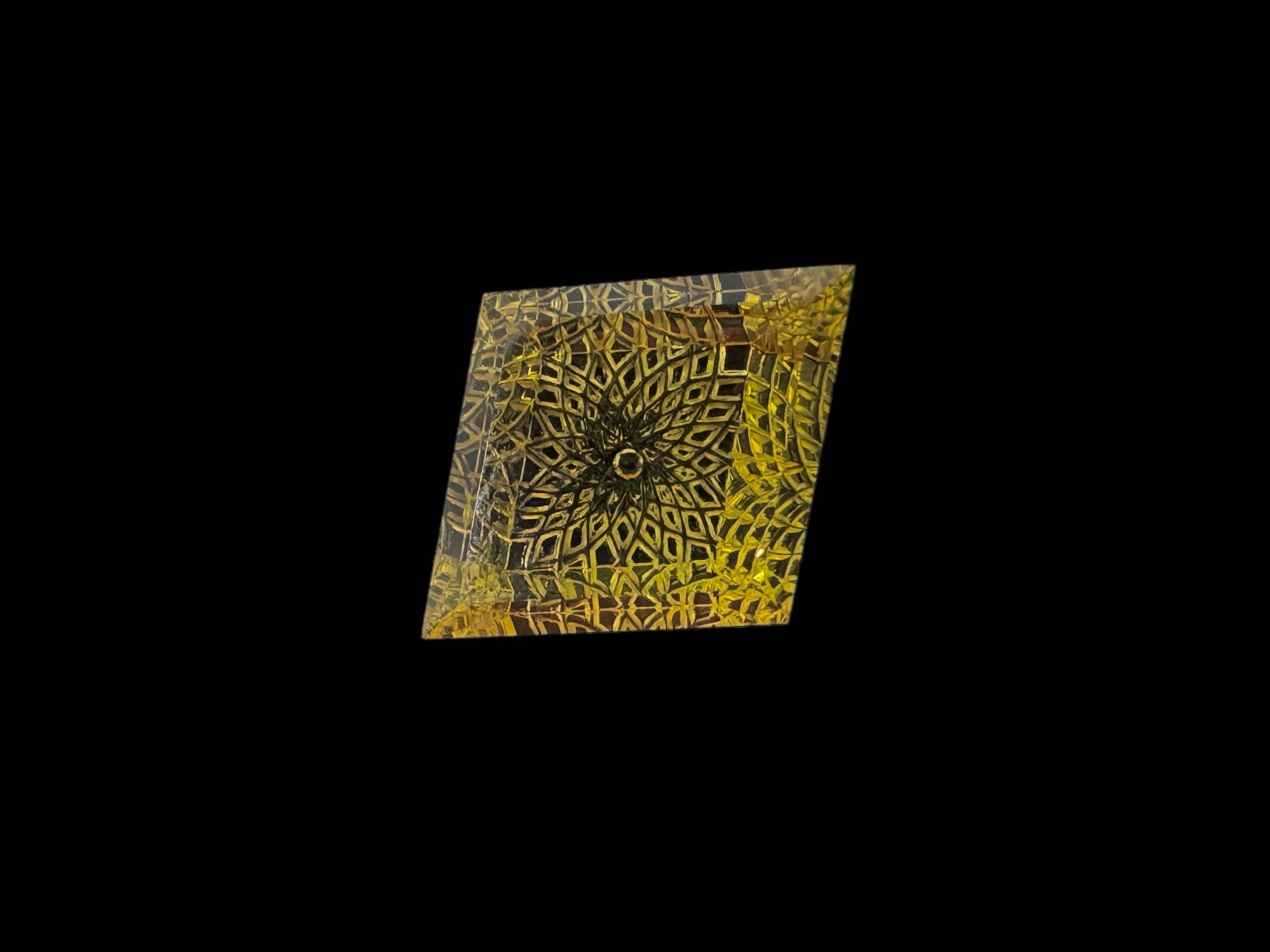 Green Gold (Lemon) carved (Flower) cut stone 18x23x9.50H | Wt-19.58 Ct | SKU-DG_T0061_014