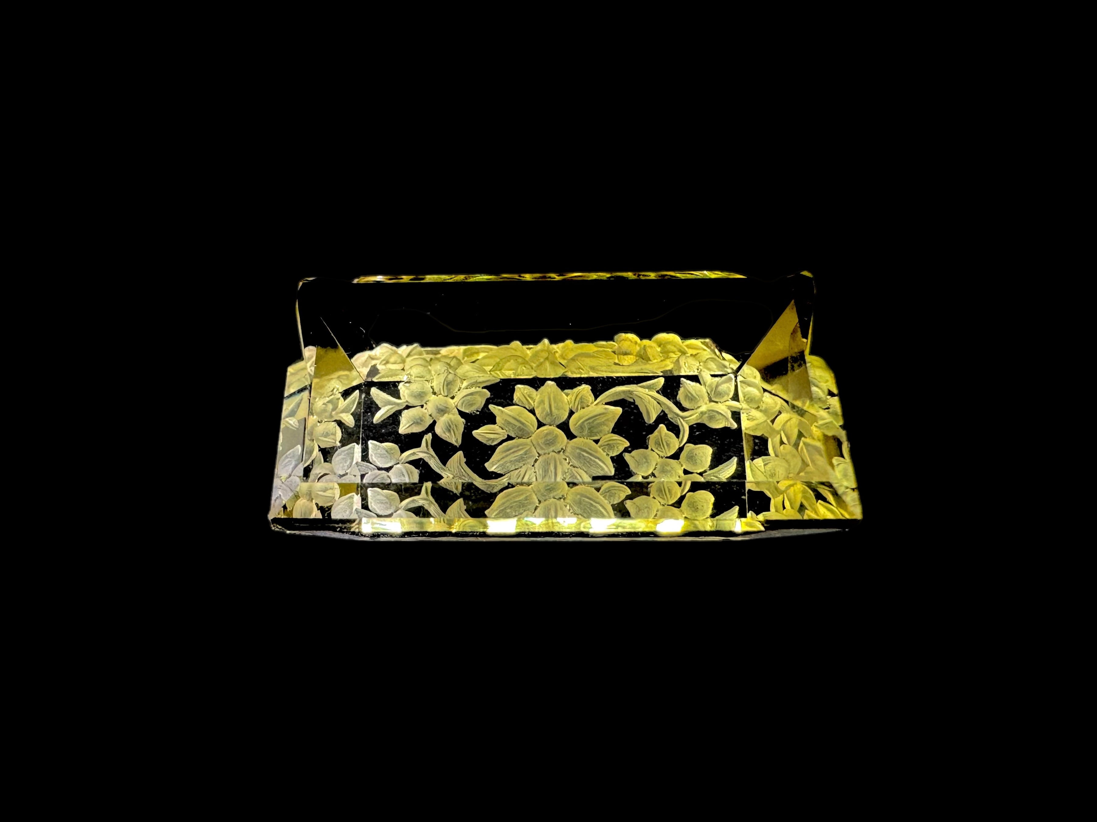 Green Gold (Lemon) carved (Flower) cut stone 14x25x9H | Wt-29.29 Ct | SKU-DG_T0061_011