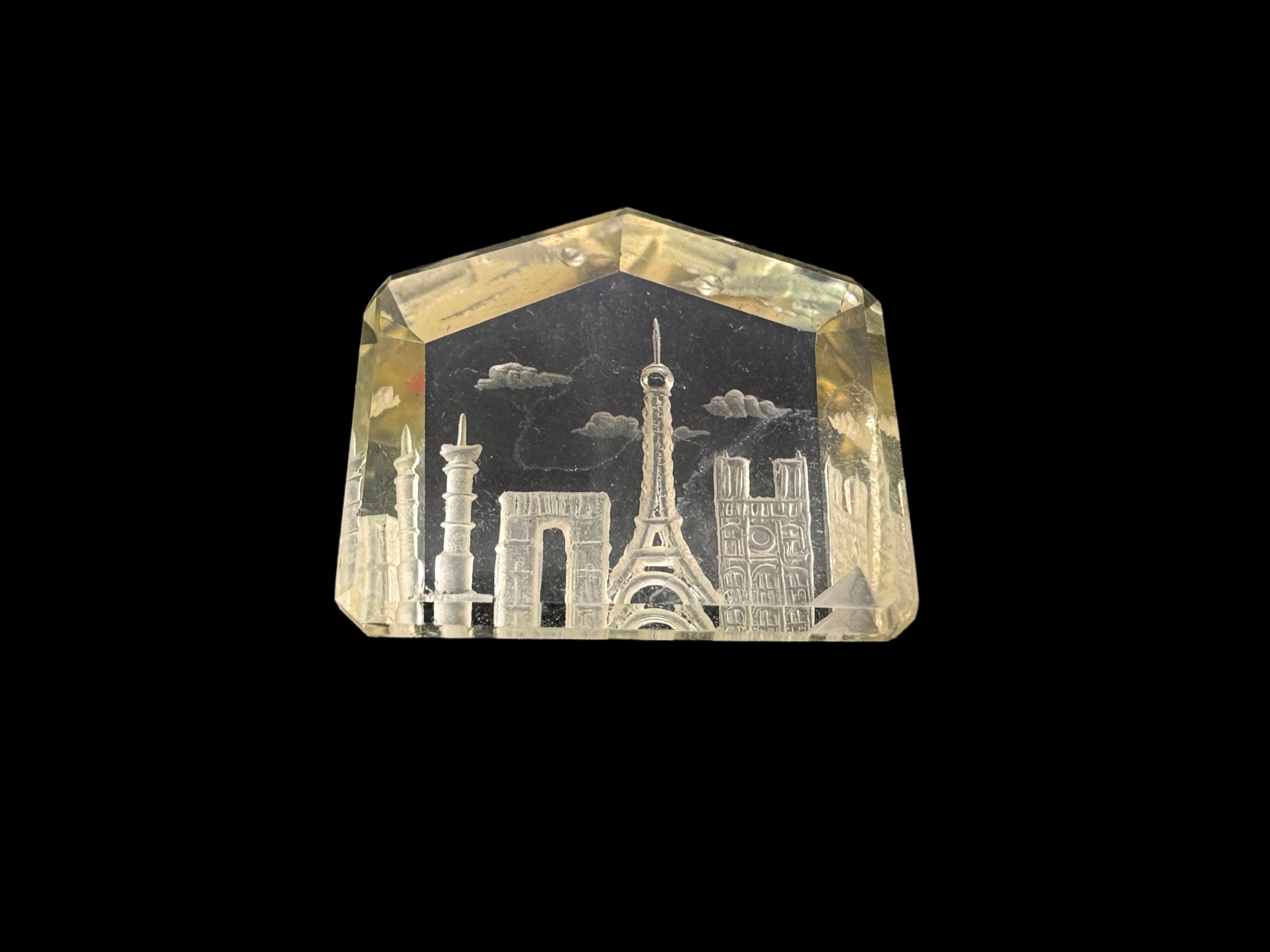 Green Gold (Lemon) carved (Seven wonders) cut stone 18x24x10H | Wt-47 Ct | SKU-DG_T0061_033