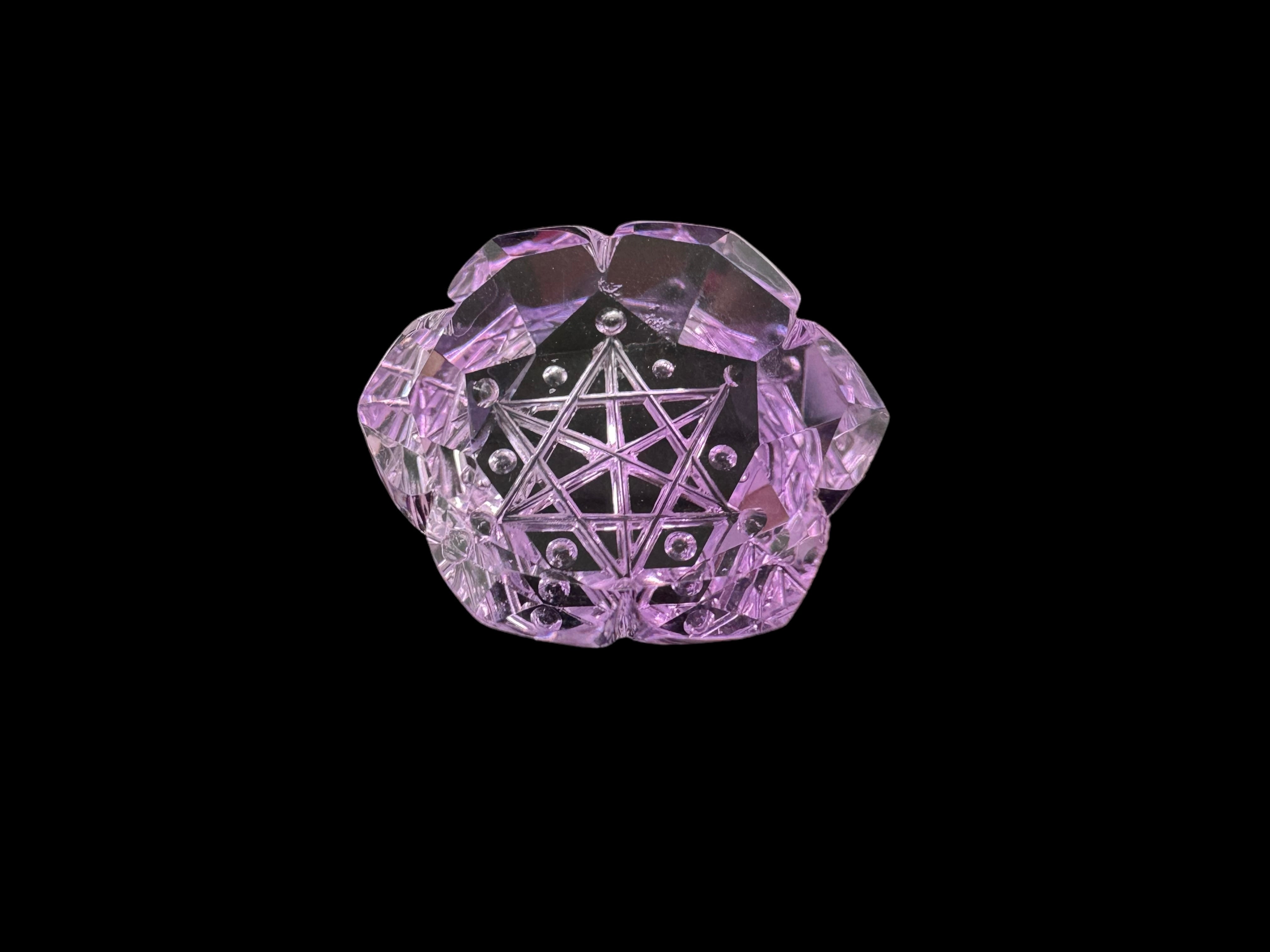 Medium Amethyst carved (David Star) cut stone 22x22x9.50H | Wt-35.53 Ct | SKU-DG_T0061_05