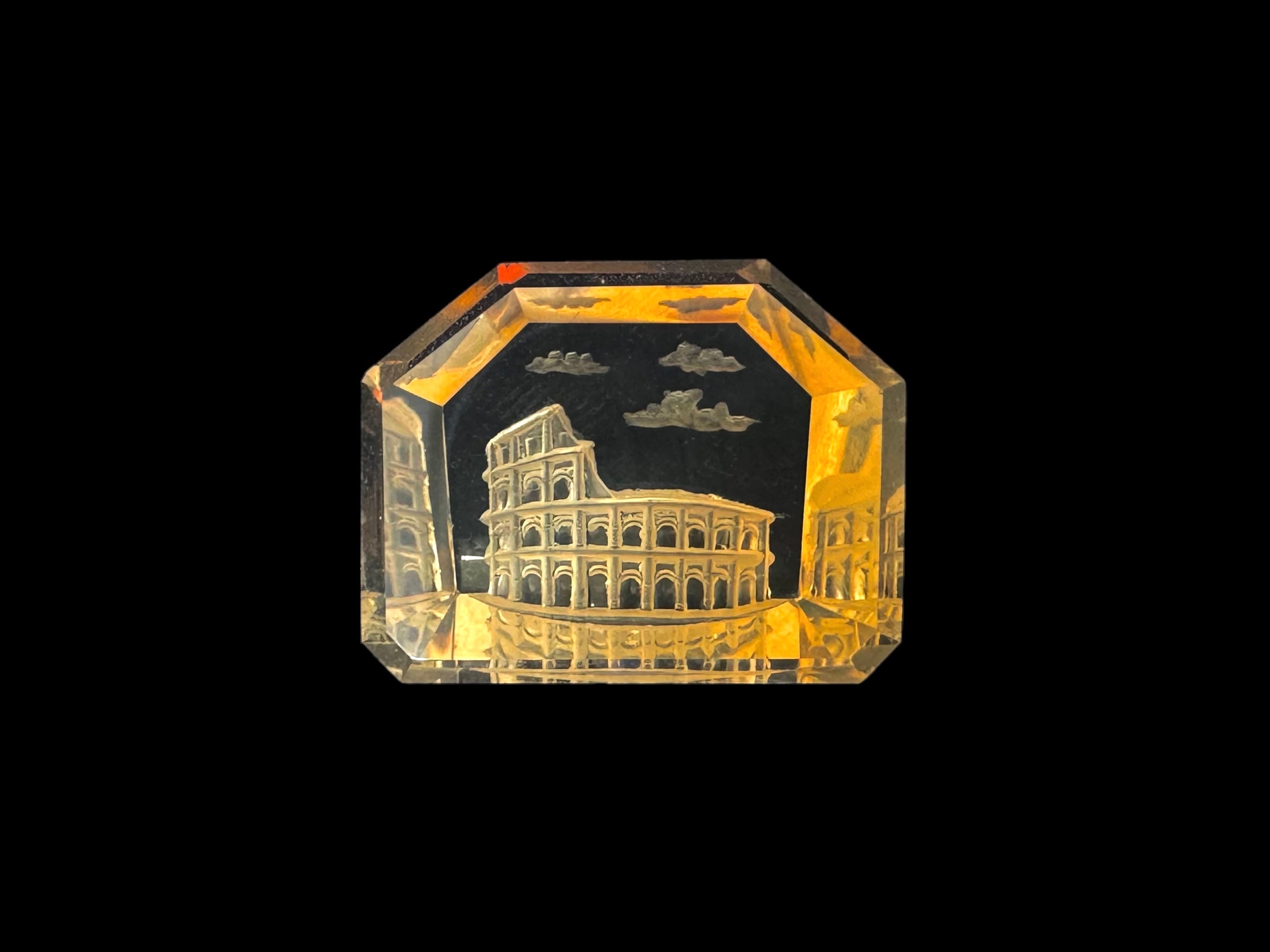 Brandy Citrine carved (Coloseum) cut stone 21x25x9H | Wt-39 Ct | SKU-DG_T0061_01