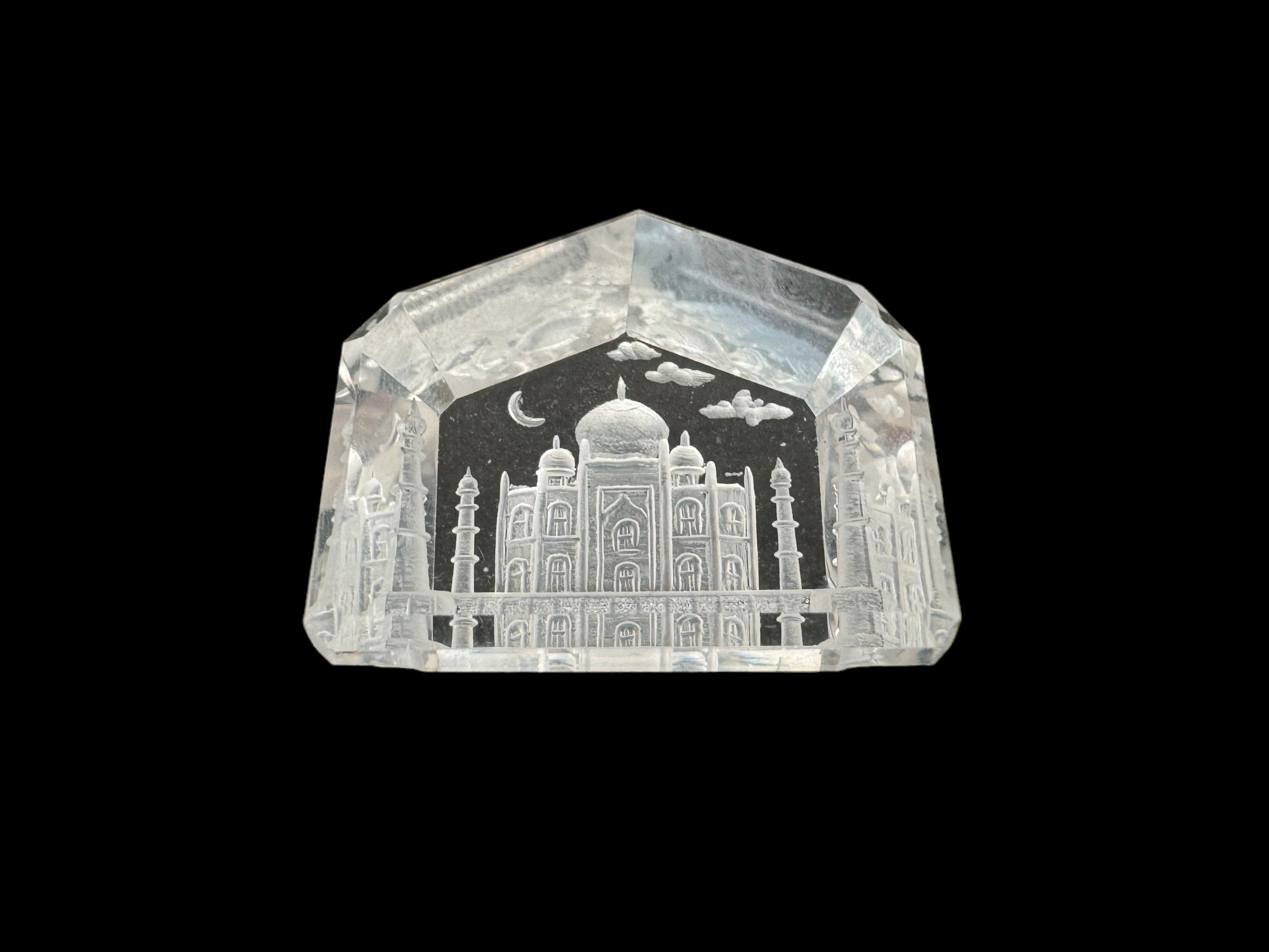 Rock Crystal carved (Taj Mahal) cut stone 19x23x10H | Wt-49 Ct | SKU-DG_T0061_040