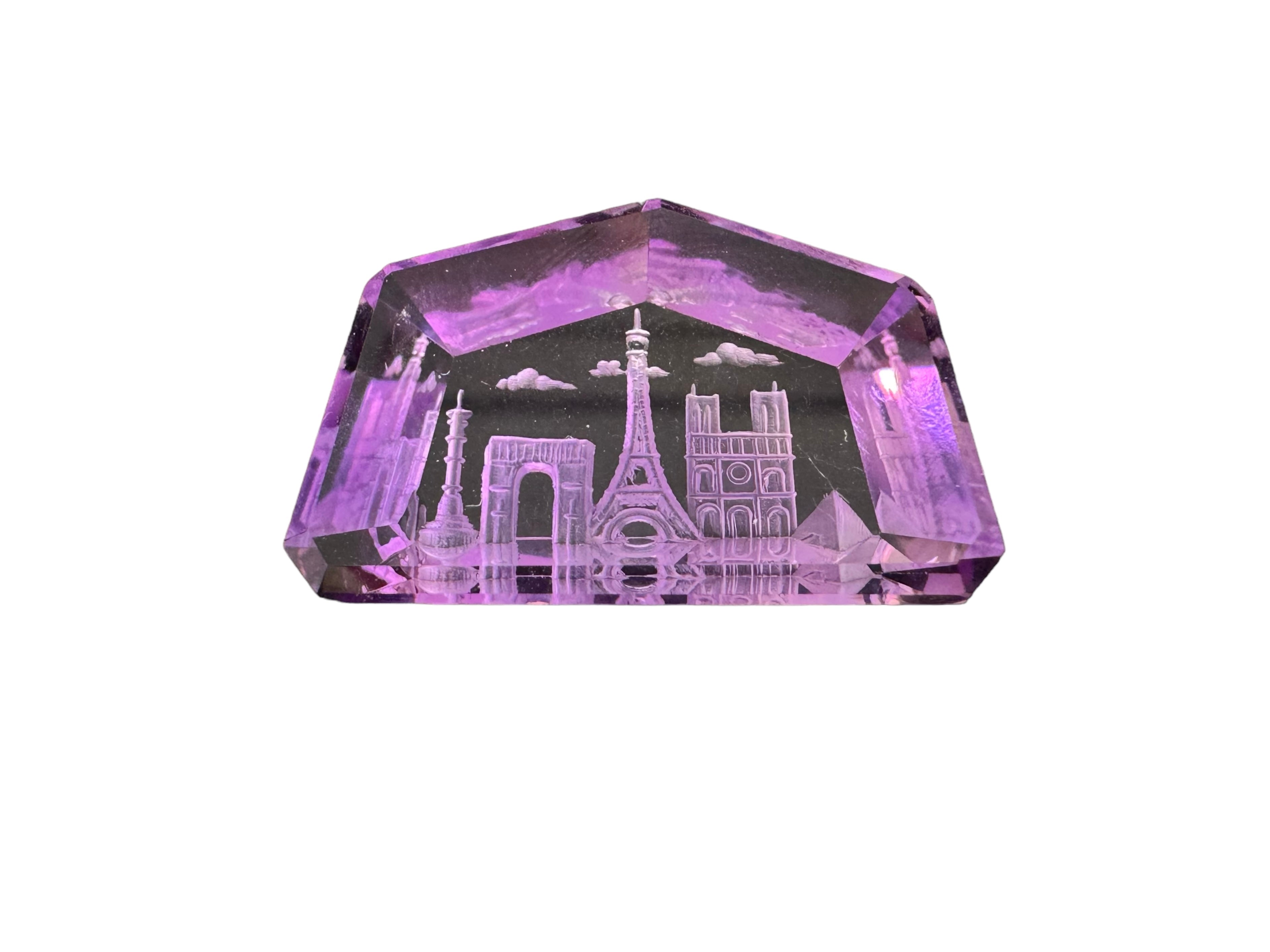 Dark Amethyst carved (Effil Tower) cut stone 20x30x8H | Wt-37.38 Ct | SKU-DG_T0061_038