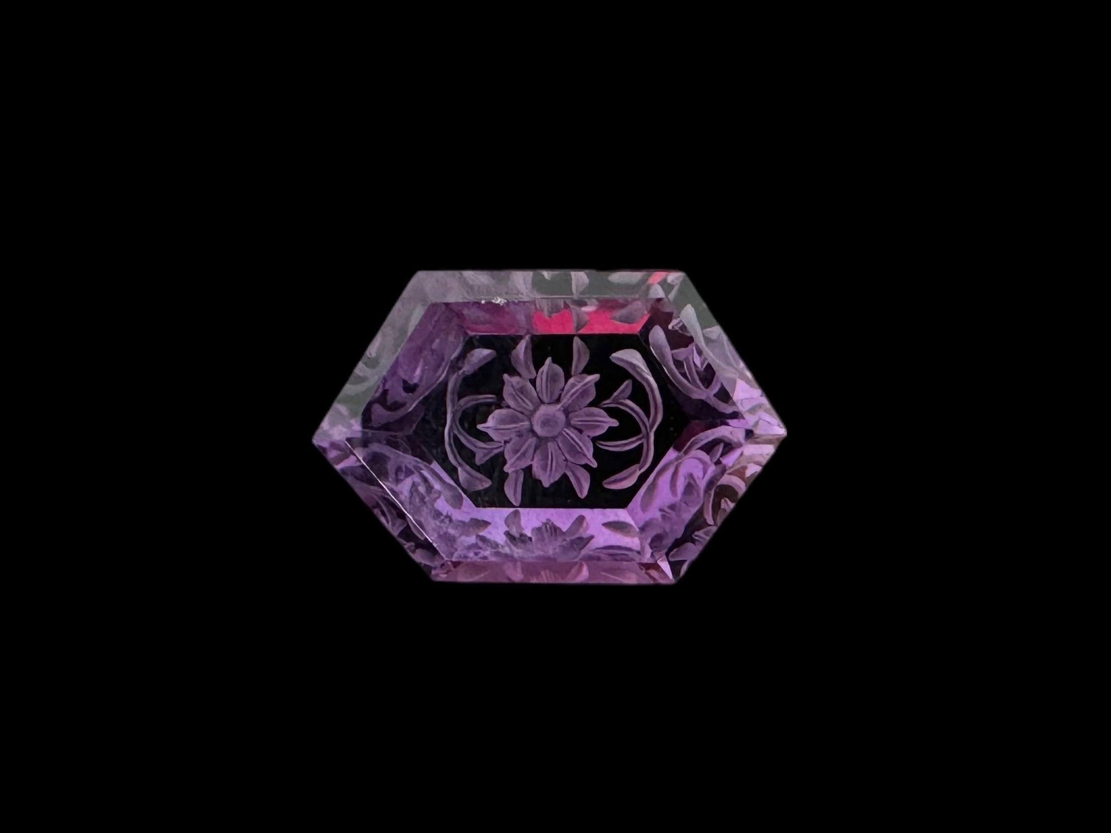 Dark Amethyst carved (Flower) cut stone 13x20x8H | Wt-13.62 Ct | SKU-DG_T0061_023