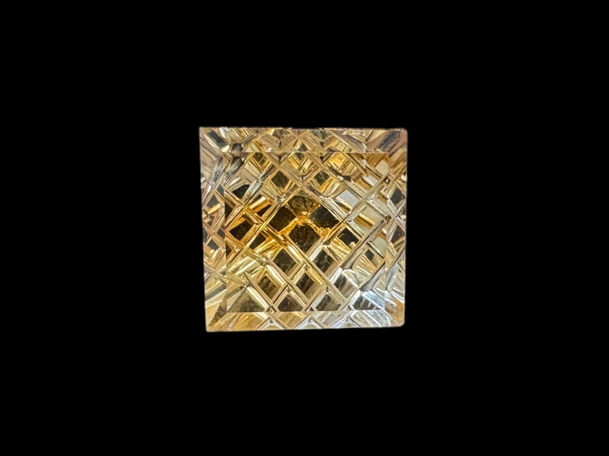 Top Golden Citrine carved (Square) cut stone 13x13x9H | Wt-9.85 Ct | SKU-DG_T0061_025